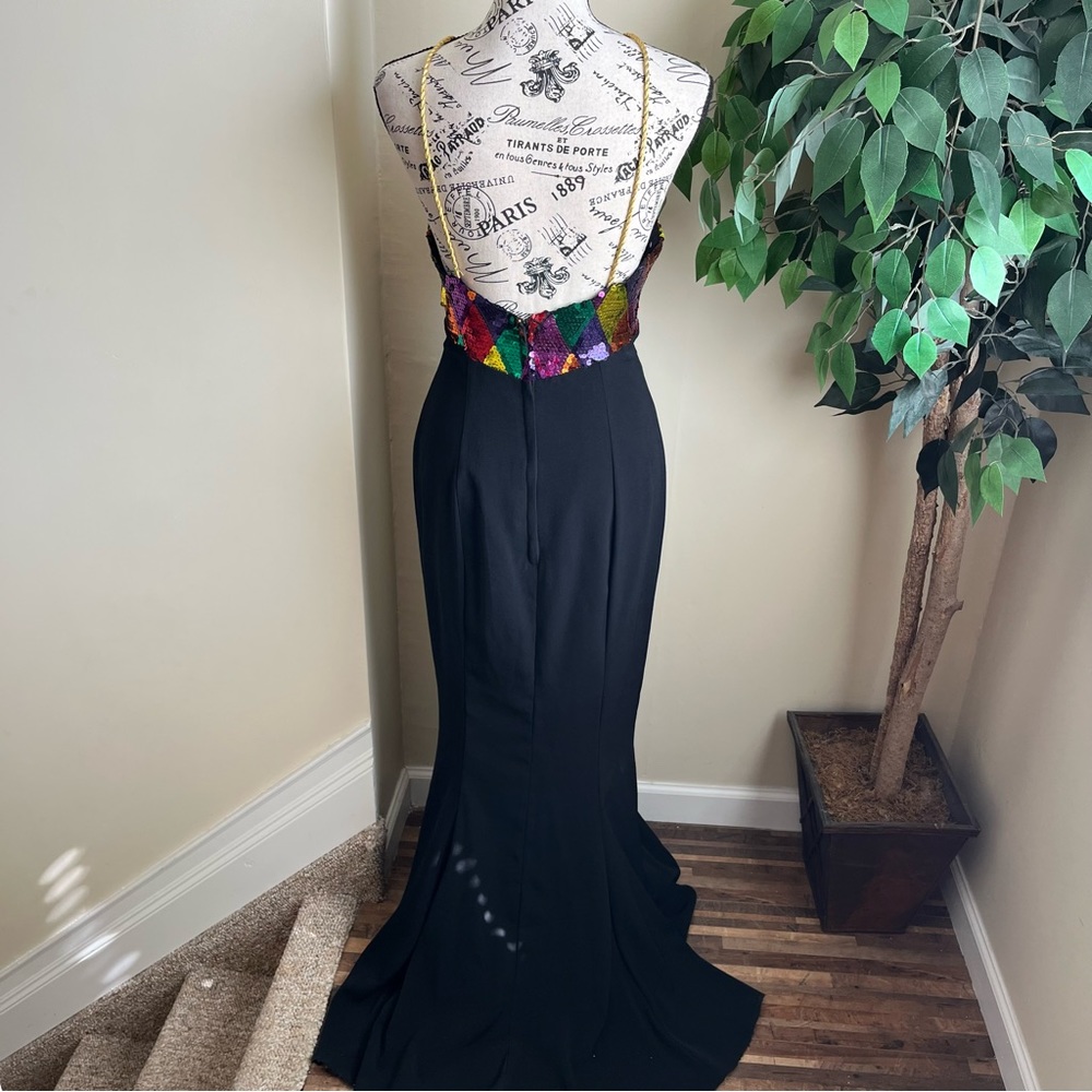 Sugarplum Vintage Rope Neck Sequin Bodice Mermaid Formal Gown Black Sz M - Picture 8 of 16